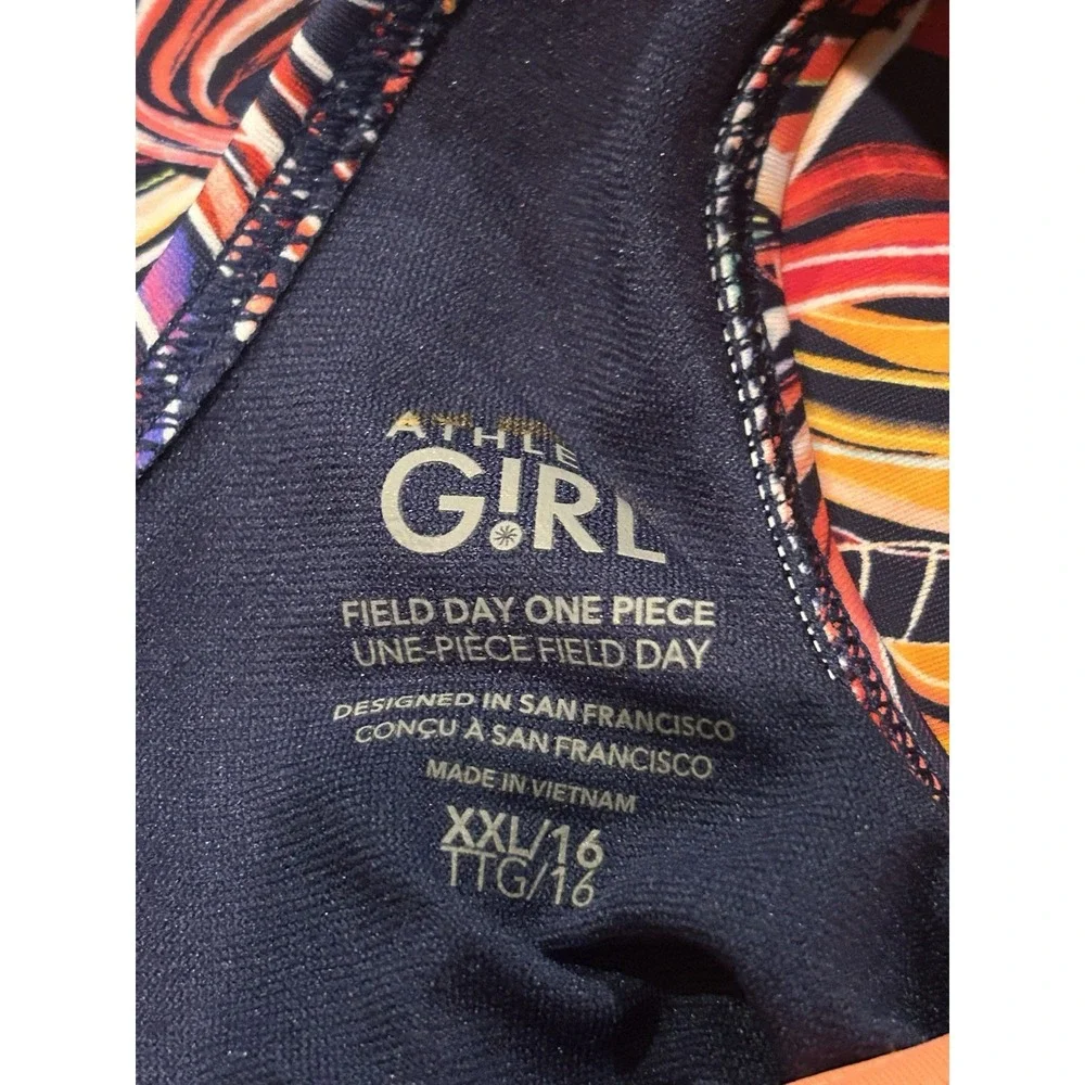 Athleta Girl One Piece Swimsuit Girl XXL/16 Black Multicolor Beach Summer Travel